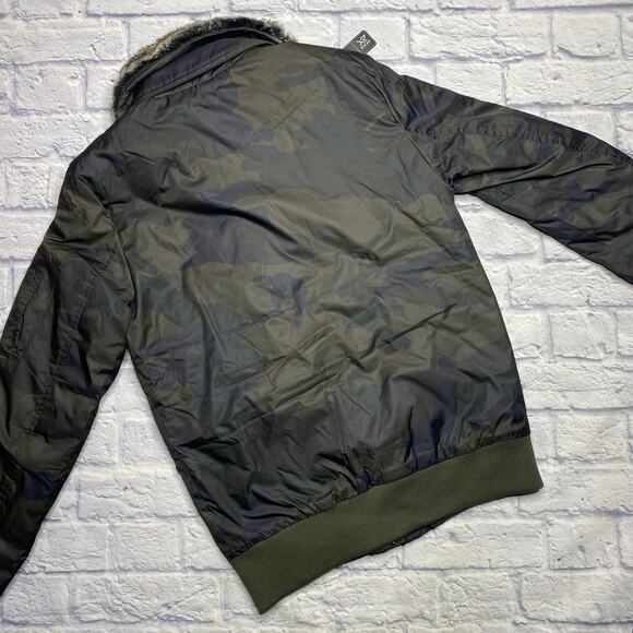 NEW Xray Jeans Army Camo Bomber Jacket with Fur Collar - Picture 8 of 12